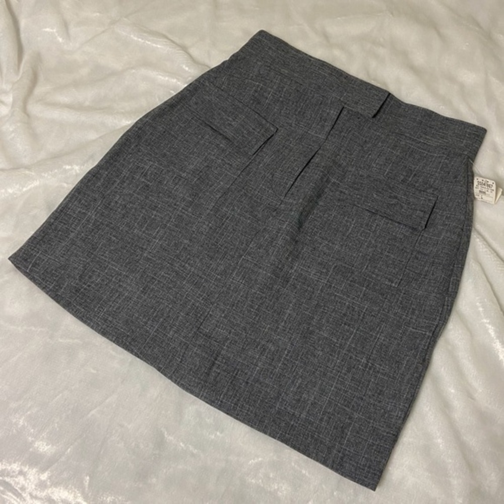 High Waisted Gray Velcro Mini Skirt Vintage